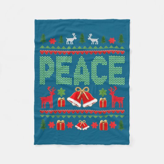 Peace I Come In Peace Couple Matching Ugly Christm Fleece Deken (Voorkant)