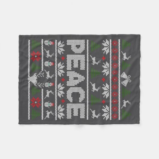 Peace I Come In Peace Couple Matching Ugly Christm Fleece Deken (Voorkant (Horizontaal))