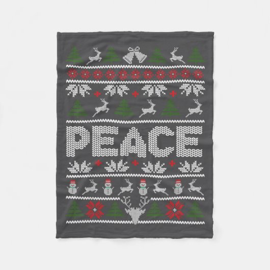 Peace I Come In Peace Couple Matching Ugly Christm Fleece Deken (Voorkant)