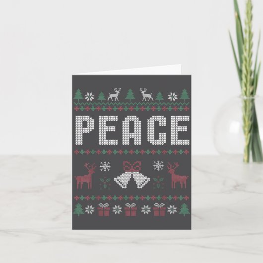 Peace I Come In Peace Couple Matching Ugly Christm Kaart (Voorkant)