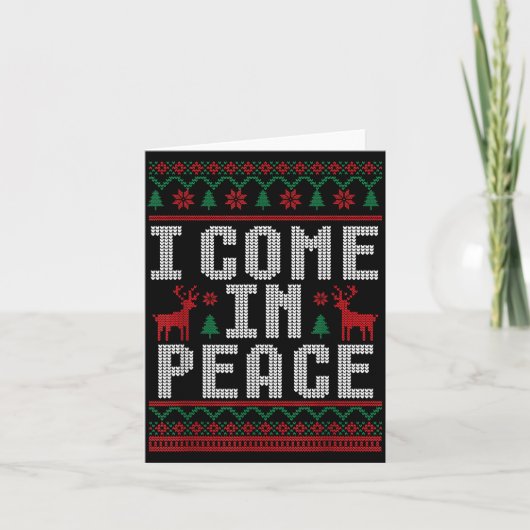 Peace I Come In Peace Couple Matching Ugly Christm Kaart (Voorkant)