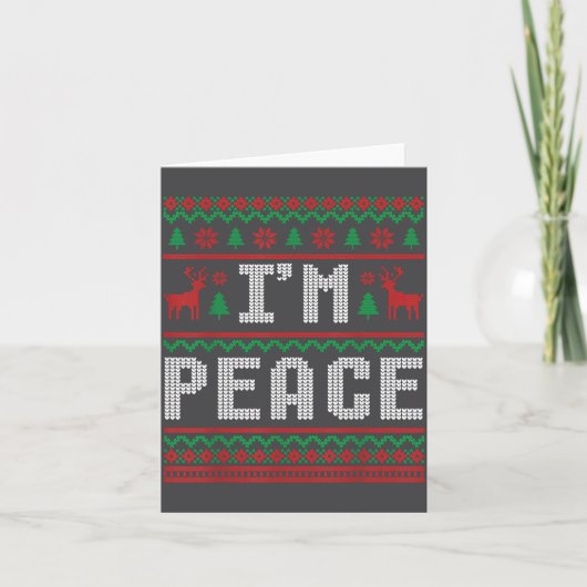 Peace I Come In Peace Couple Matching Ugly Christm Kaart (Voorkant)