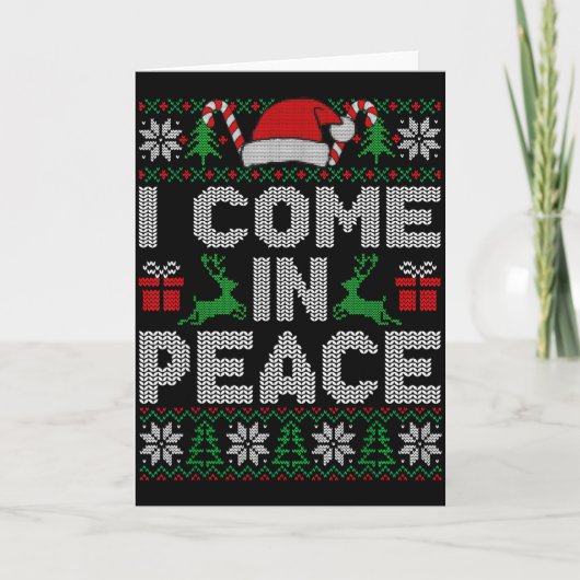 Peace I Come In Peace Couple Matching Ugly Christm Kaart (Voorkant)