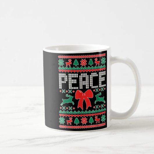 Peace I Come In Peace Couple Matching Ugly Christm Koffiemok (Rechts)