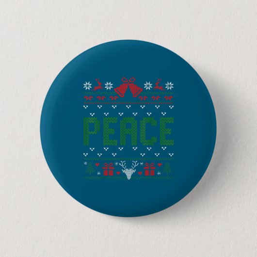 Peace I Come In Peace Couple Matching Ugly Christm Ronde Button 5,7 Cm (Voorkant)