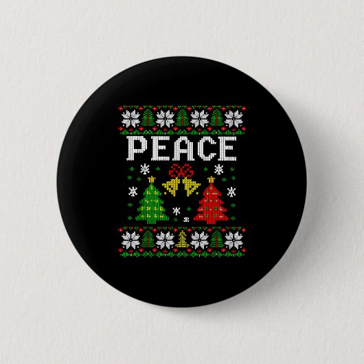 Peace I Come In Peace Couple Matching Ugly Christm Ronde Button 5,7 Cm (Voorkant)