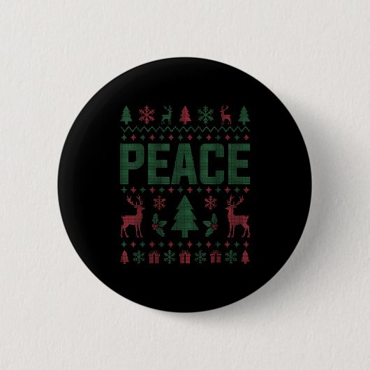 Peace I Come In Peace Couple Matching Ugly Christm Ronde Button 5,7 Cm (Voorkant)