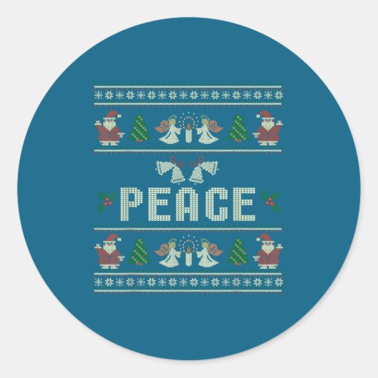 Peace I Come In Peace Couple Matching Ugly Christm Ronde Sticker (Voorkant)