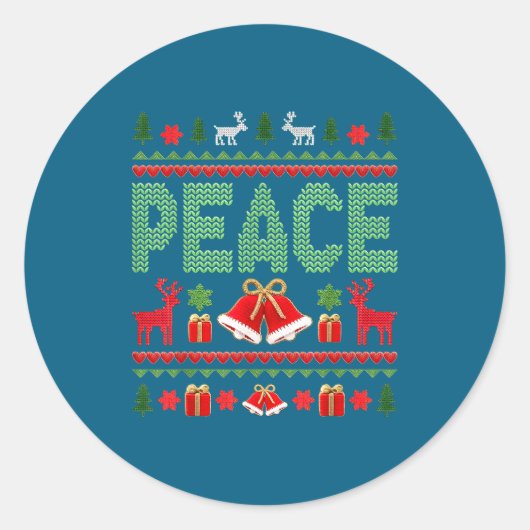 Peace I Come In Peace Couple Matching Ugly Christm Ronde Sticker (Voorkant)