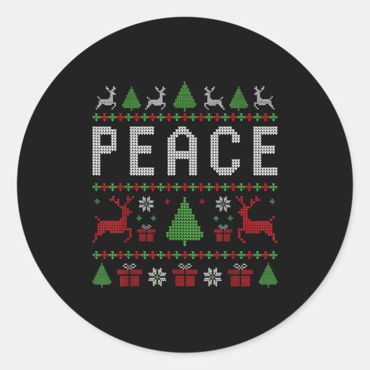 Peace I Come In Peace Couple Matching Ugly Christm Ronde Sticker (Voorkant)