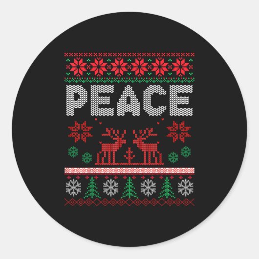 Peace I Come In Peace Couple Matching Ugly Christm Ronde Sticker (Voorkant)