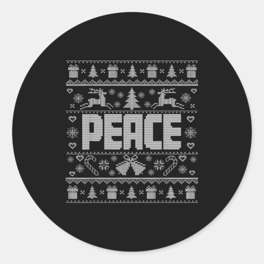 Peace I Come In Peace Couple Matching Ugly Christm Ronde Sticker (Voorkant)