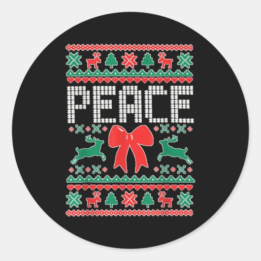 Peace I Come In Peace Couple Matching Ugly Christm Ronde Sticker (Voorkant)