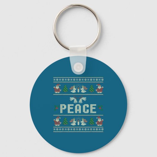Peace I Come In Peace Couple Matching Ugly Christm Sleutelhanger (Voorkant)