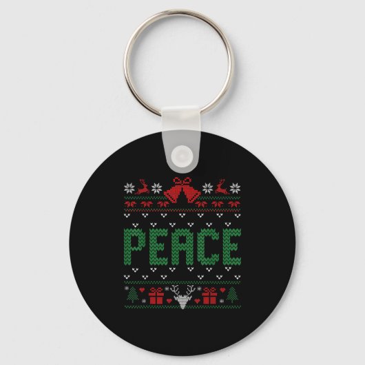 Peace I Come In Peace Couple Matching Ugly Christm Sleutelhanger (Voorkant)