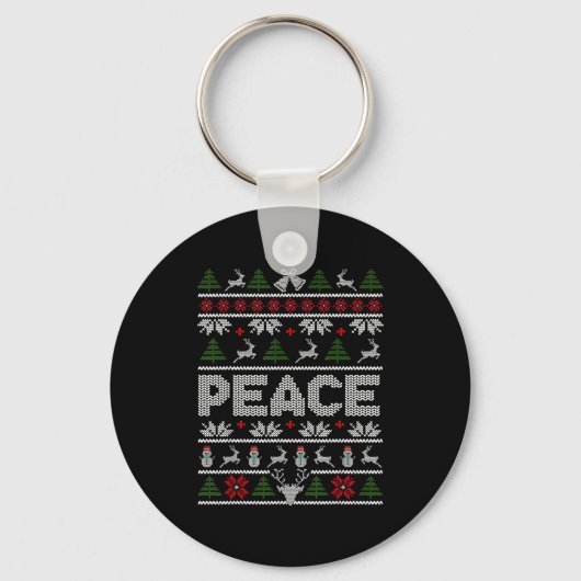 Peace I Come In Peace Couple Matching Ugly Christm Sleutelhanger (Voorkant)