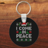 Peace I Come In Peace Couple Matching Ugly Christm Sleutelhanger (Voorkant)