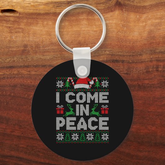 Peace I Come In Peace Couple Matching Ugly Christm Sleutelhanger (Voorkant)