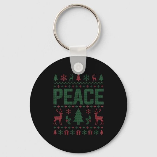 Peace I Come In Peace Couple Matching Ugly Christm Sleutelhanger (Voorkant)