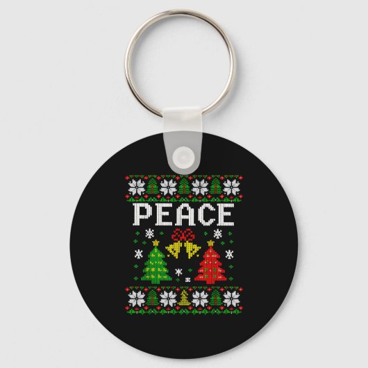 Peace I Come In Peace Couple Matching Ugly Christm Sleutelhanger (Voorkant)