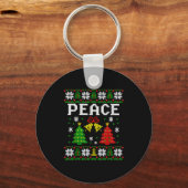 Peace I Come In Peace Couple Matching Ugly Christm Sleutelhanger (Voorkant)