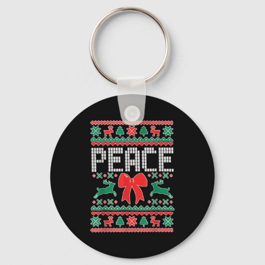 Peace I Come In Peace Couple Matching Ugly Christm Sleutelhanger (Voorkant)