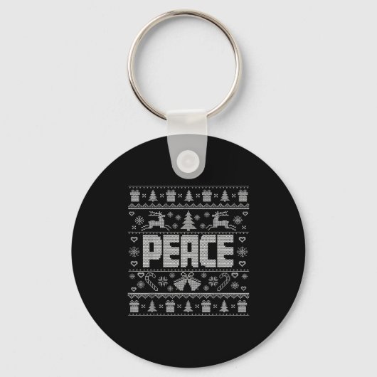 Peace I Come In Peace Couple Matching Ugly Christm Sleutelhanger (Voorkant)