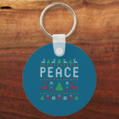 Peace I Come In Peace Couple Matching Ugly Christm Sleutelhanger (Voorkant)