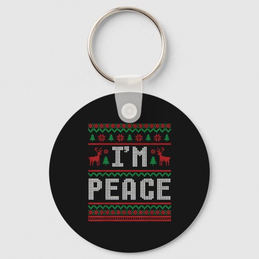 Peace I Come In Peace Couple Matching Ugly Christm Sleutelhanger (Voorkant)