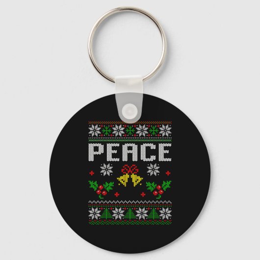 Peace I Come In Peace Couple Matching Ugly Christm Sleutelhanger (Voorkant)