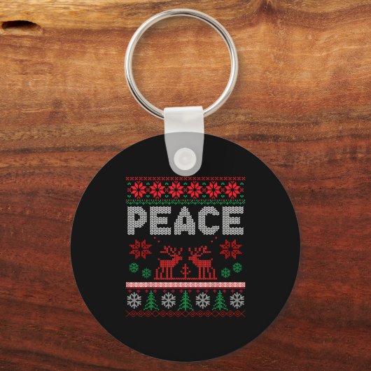 Peace I Come In Peace Couple Matching Ugly Christm Sleutelhanger (Voorkant)