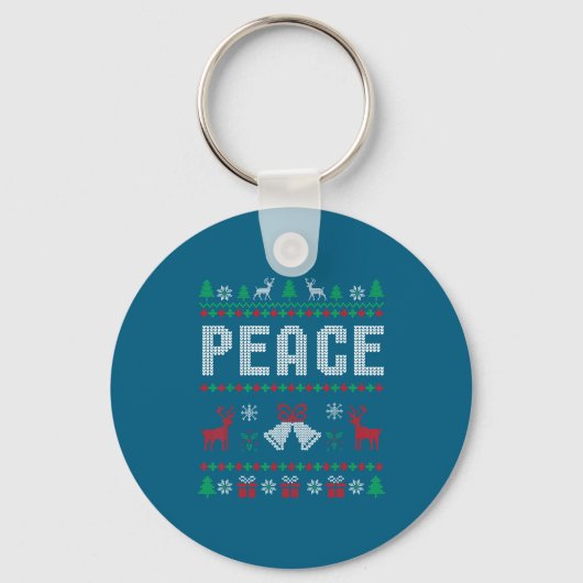 Peace I Come In Peace Couple Matching Ugly Christm Sleutelhanger (Voorkant)