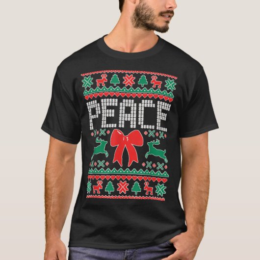 Peace I Come In Peace Couple Matching Ugly Christm T-shirt (Voorkant)