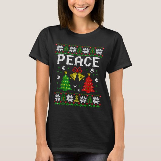 Peace I Come In Peace Couple Matching Ugly Christm T-shirt (Voorkant)