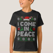 Peace I Come In Peace Couple Matching Ugly Christm T-shirt (Voorkant)