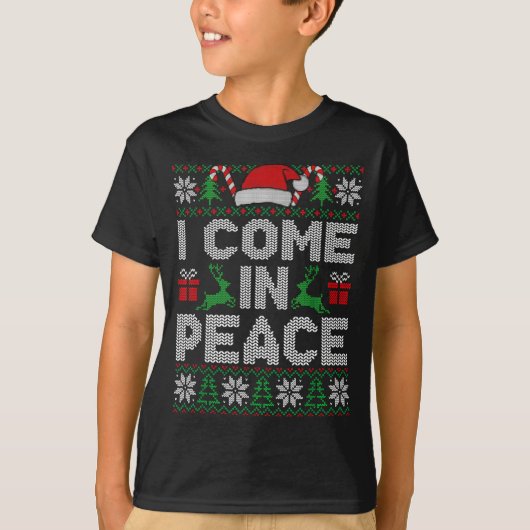 Peace I Come In Peace Couple Matching Ugly Christm T-shirt (Voorkant)