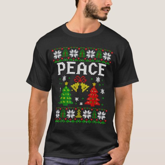 Peace I Come In Peace Couple Matching Ugly Christm T-shirt (Voorkant)