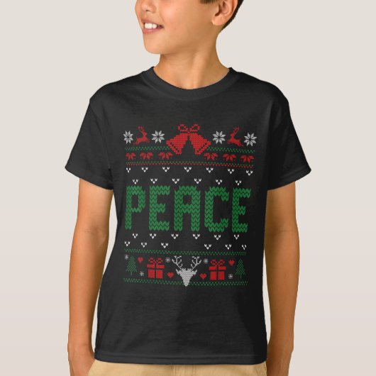 Peace I Come In Peace Couple Matching Ugly Christm T-shirt (Voorkant)