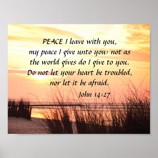 Peace I leave with you, Bible Verse Ocean Sunset Poster (Voorkant)