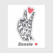 PEACE I PEACE-gebarentelers met een LOVE hart Sticker (Vel)