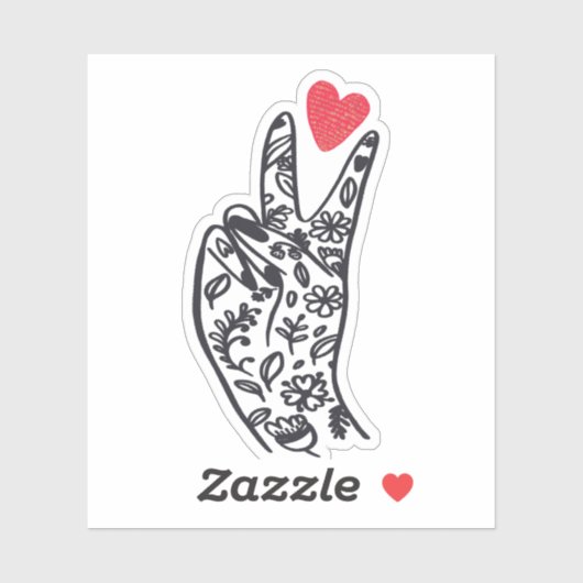 PEACE I PEACE-gebarentelers met een LOVE hart Sticker (Vel)