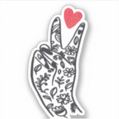 PEACE I PEACE-gebarentelers met een LOVE hart Sticker (Voorkant)