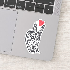 PEACE I PEACE-gebarentelers met een LOVE hart Sticker