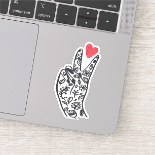 PEACE I PEACE-gebarentelers met een LOVE hart Sticker