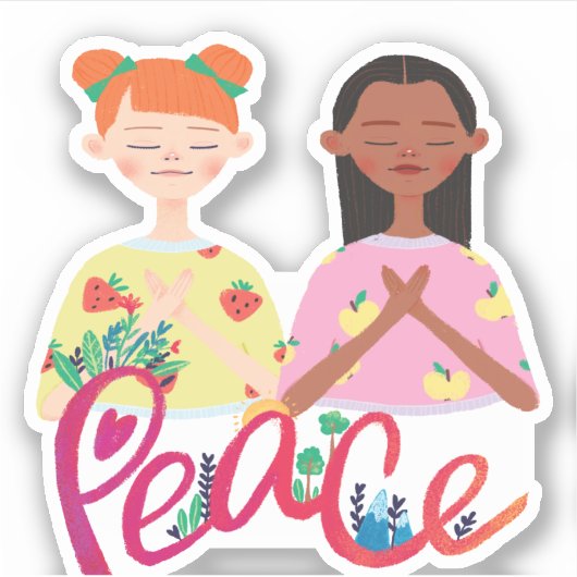 PEACE ik bid voor vrede op aarde Sticker (Voorkant)