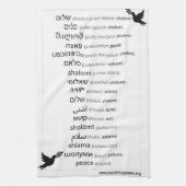 Peace in 17 languages spoken by Jews Theedoek (Verticaal)