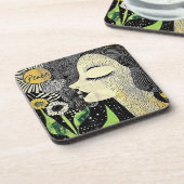 Peace In Bloom Abstract Woman Hard plastic coaster Bier Onderzetter (Linkerzijde)