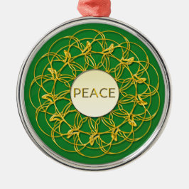 PEACE in Lace Geometric Gold Design Metalen Ornament