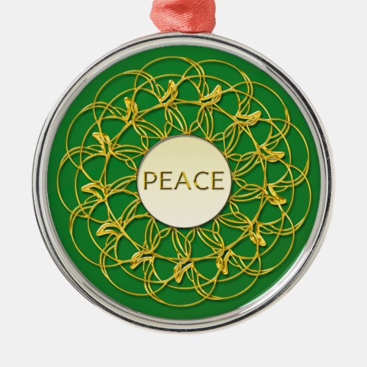 PEACE in Lace Geometric Gold Design Metalen Ornament (Voorkant)