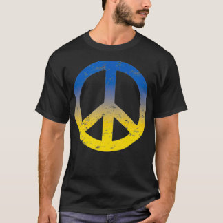 Peace in Ukraine  Peace Symbol in Ukraine Flag Col T-shirt